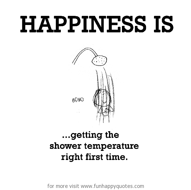 Happiness is, getting the shower temperature right first time. - Funny &  Happy