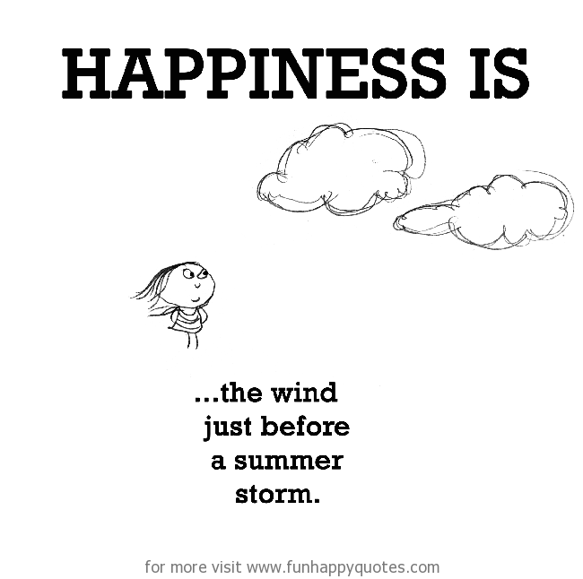 Happiness is, the wind just before a summer storm.
